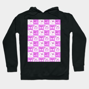 Frenchies with Glasses Pattern Pink Hoodie